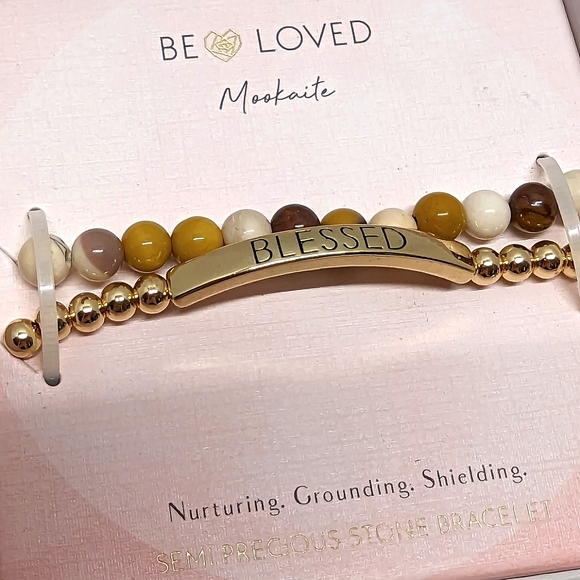 New Semi Precious Stone Moonkaite Bracelet Set "Blessed" - Picture 3 of 4